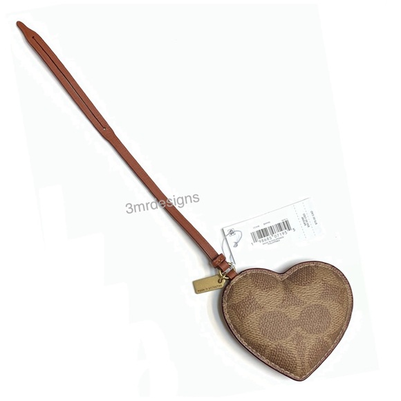 NWT COACH HEART PUFFY Coated Canvas & Glovetanned Leather Bag Charm/Keychain - Picture 9 of 9